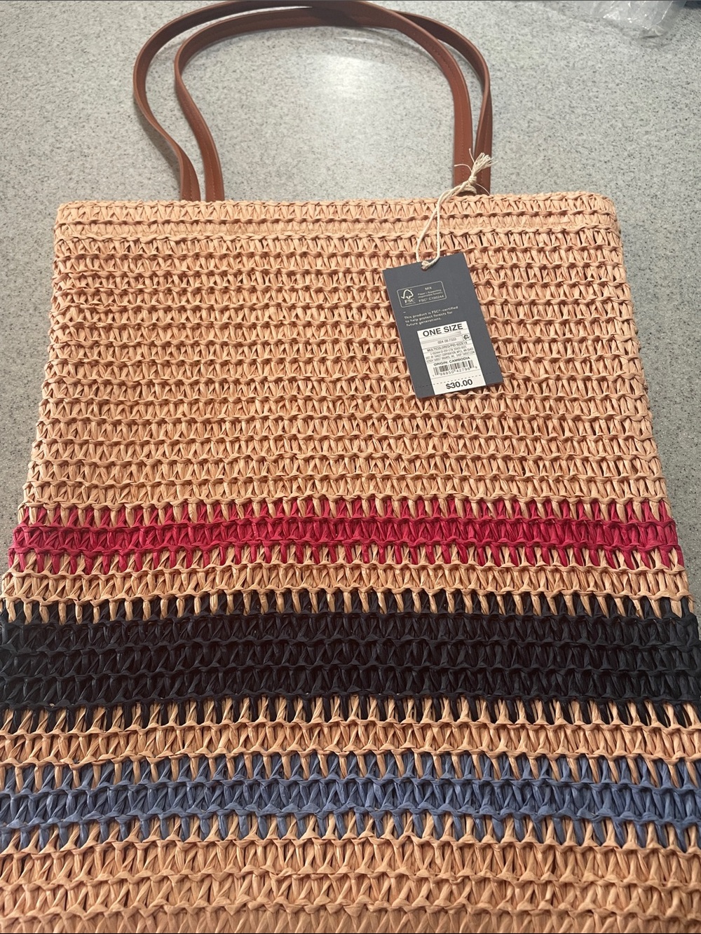 Crochet Tote Handbag - Universal Thread White/Red/Blue